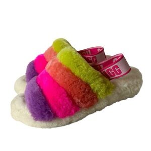 UGG Fluff Yeah Slides NWOT - Shearling Fluff Slides in Yellow Pink Purple
